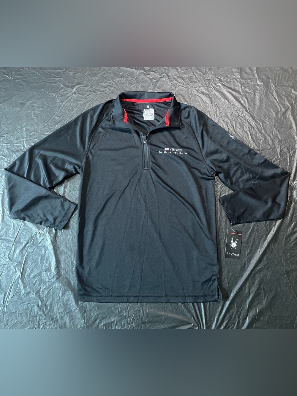 Spyder Black Pullover with Red Trim and Embroidered Logo